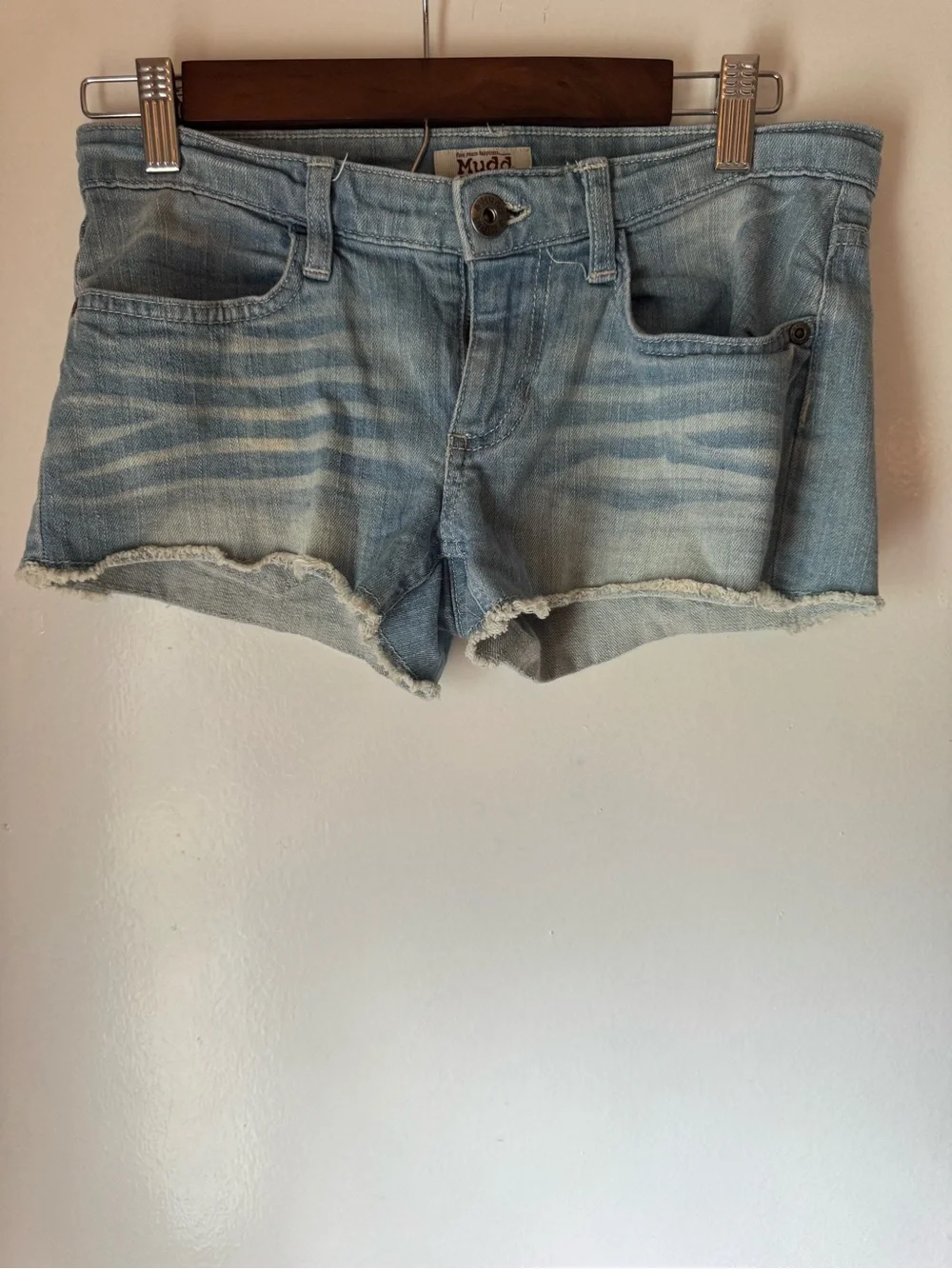 Mudd Light Wash Frayed Denim Shorts